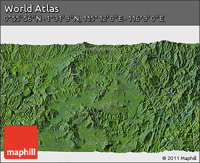 Satellite 3D Map of the Area around 1° 13' 33" N, 115° 40' 30" E