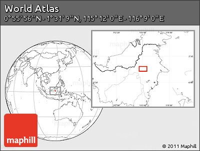 Blank Location Map of the Area around 1° 13' 33" N, 115° 40' 30" E
