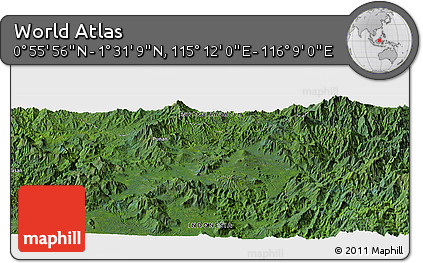 Satellite Panoramic Map of the Area around 1° 13' 33" N, 115° 40' 30" E