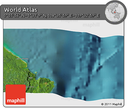 Satellite 3D Map of the Area around 1° 13' 33" N, 119° 4' 29" E