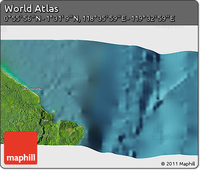 Satellite 3D Map of the Area around 1° 13' 33" N, 119° 4' 29" E