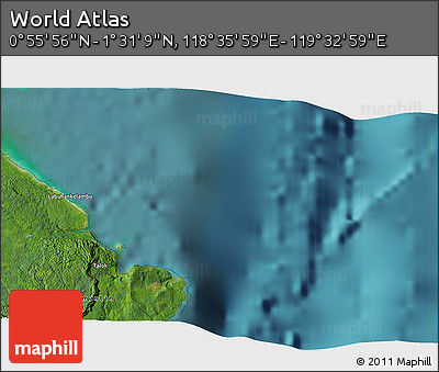 Satellite 3D Map of the Area around 1° 13' 33" N, 119° 4' 29" E