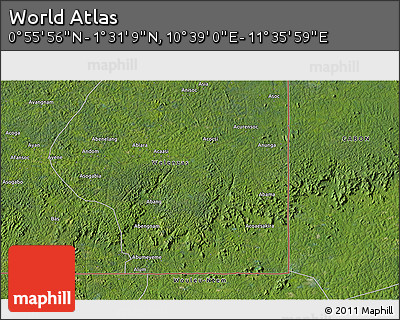 Satellite 3D Map of the Area around 1° 13' 33" N, 11° 7' 30" E