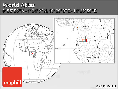 Blank Location Map of the Area around 1° 13' 33" N, 11° 7' 30" E