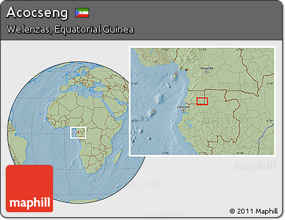 Savanna Style Location Map of Acocseng, hill shading
