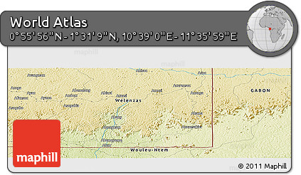 Physical Panoramic Map of the Area around 1° 13' 33" N, 11° 7' 30" E