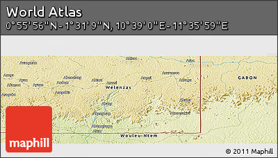Physical Panoramic Map of the Area around 1° 13' 33" N, 11° 7' 30" E