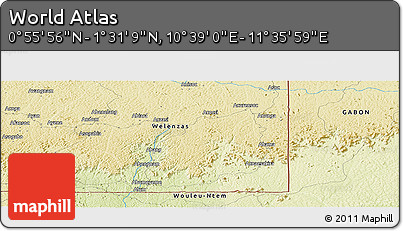 Physical Panoramic Map of the Area around 1° 13' 33" N, 11° 7' 30" E