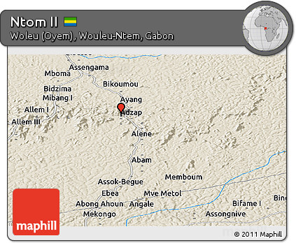 Shaded Relief Panoramic Map of Ntom II