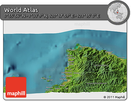 Satellite 3D Map of the Area around 1° 13' 33" N, 120° 46' 30" E
