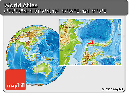 Physical Location Map of the Area around 1° 13' 33" N, 120° 46' 30" E