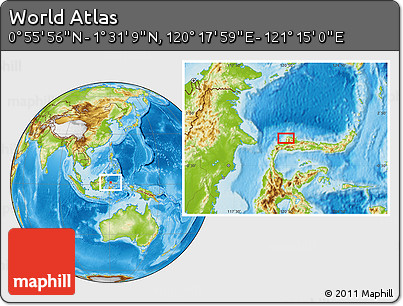 Physical Location Map of the Area around 1° 13' 33" N, 120° 46' 30" E