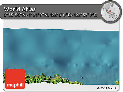Satellite 3D Map of the Area around 1° 13' 33" N, 122° 28' 29" E