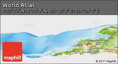 Physical Panoramic Map of the Area around 1° 13' 33" N, 124° 10' 30" E
