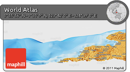 Political Panoramic Map of the Area around 1° 13' 33" N, 124° 10' 30" E