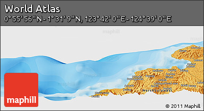 Political Panoramic Map of the Area around 1° 13' 33" N, 124° 10' 30" E