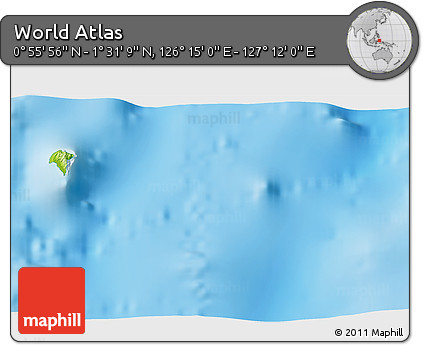 Physical 3D Map of the Area around 1° 13' 33" N, 126° 43' 29" E