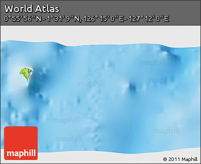 Physical 3D Map of the Area around 1° 13' 33" N, 126° 43' 29" E