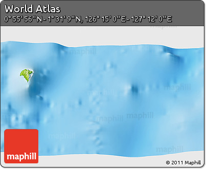 Physical 3D Map of the Area around 1° 13' 33" N, 126° 43' 29" E