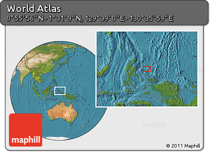Satellite Location Map of the Area around 1° 13' 33" N, 130° 7' 30" E