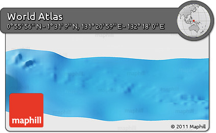 Physical Panoramic Map of the Area around 1° 13' 33" N, 131° 49' 29" E