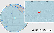 Gray Location Map of the area around 1° 13' 33" N, 142° 43' 29" W, hill shading