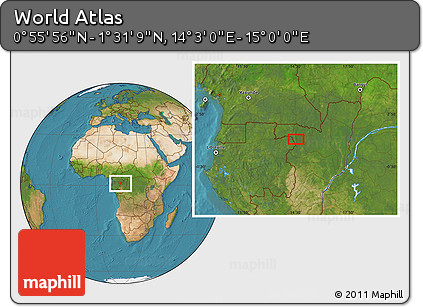 Satellite Location Map of the Area around 1° 13' 33" N, 14° 31' 30" E