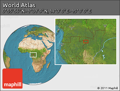 Satellite Location Map of the Area around 1° 13' 33" N, 14° 31' 30" E