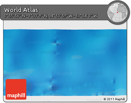 Physical 3D Map of the Area around 1° 13' 33" N, 14° 22' 30" W