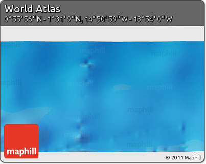 Physical 3D Map of the Area around 1° 13' 33" N, 14° 22' 30" W