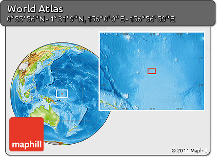 Physical Location Map of the Area around 1° 13' 33" N, 156° 28' 29" E