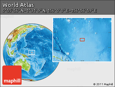 Physical Location Map of the Area around 1° 13' 33" N, 156° 28' 29" E