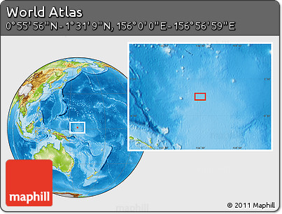 Physical Location Map of the Area around 1° 13' 33" N, 156° 28' 29" E