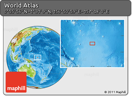 Physical Location Map of the Area around 1° 13' 33" N, 157° 19' 29" E