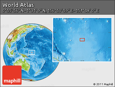 Physical Location Map of the Area around 1° 13' 33" N, 157° 19' 29" E