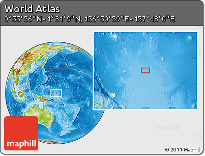 Physical Location Map of the Area around 1° 13' 33" N, 157° 19' 29" E