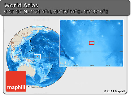 Shaded Relief Location Map of the Area around 1° 13' 33" N, 157° 19' 29" E