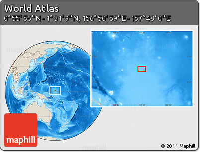 Shaded Relief Location Map of the Area around 1° 13' 33" N, 157° 19' 29" E