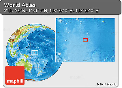 Physical Location Map of the Area around 1° 13' 33" N, 159° 1' 30" E