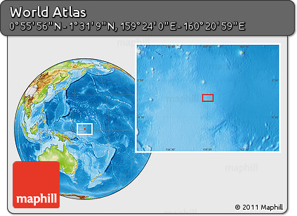 Physical Location Map of the Area around 1° 13' 33" N, 159° 52' 30" E
