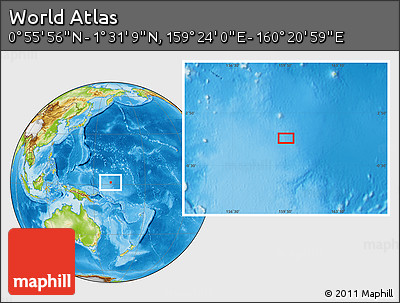 Physical Location Map of the Area around 1° 13' 33" N, 159° 52' 30" E