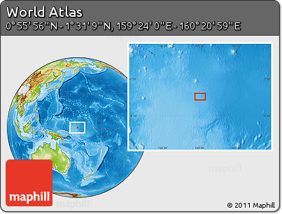 Physical Location Map of the Area around 1° 13' 33" N, 159° 52' 30" E
