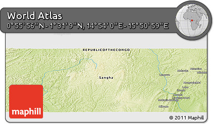 Physical Panoramic Map of the Area around 1° 13' 33" N, 15° 22' 30" E