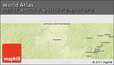 Physical Panoramic Map of the Area around 1° 13' 33" N, 15° 22' 30" E