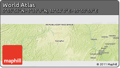 Physical Panoramic Map of the Area around 1° 13' 33" N, 15° 22' 30" E