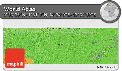 Political Panoramic Map of the Area around 1° 13' 33" N, 15° 22' 30" E
