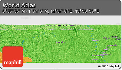 Political Panoramic Map of the Area around 1° 13' 33" N, 15° 22' 30" E