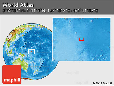 Physical Location Map of the Area around 1° 13' 33" N, 160° 43' 29" E