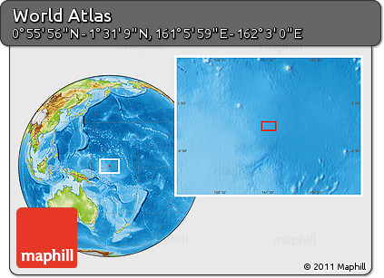 Physical Location Map of the Area around 1° 13' 33" N, 161° 34' 29" E
