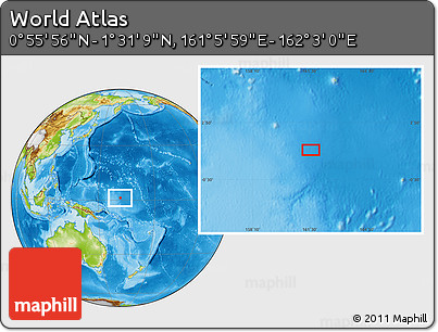Physical Location Map of the Area around 1° 13' 33" N, 161° 34' 29" E